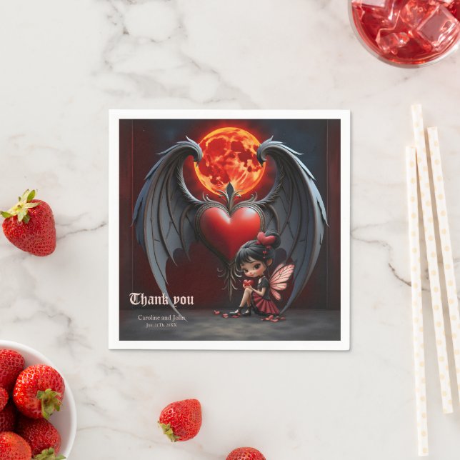 Serviette En Papier Fée de la Saint-Valentin sous la Lune de Sang  (En situation)
