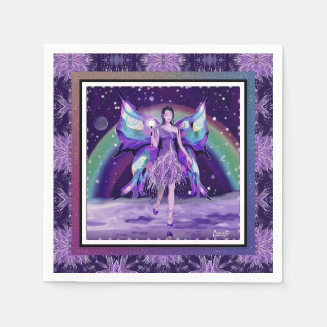Serviette En Papier Fée de pluie violette (Devant)