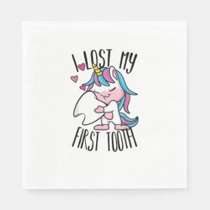 Serviette En Papier Fée des dents drôle - Licorne mignonne J'ai perdu