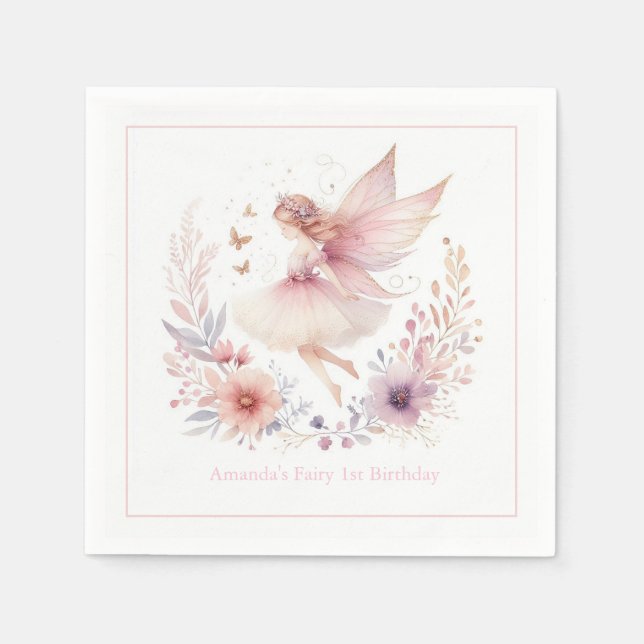 Serviette En Papier Fée Enchantée Fête d'anniversaire de 1 an (Devant)