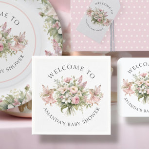 Serviette En Papier Fée enchantée Floral Welcome Baby Girl Douche