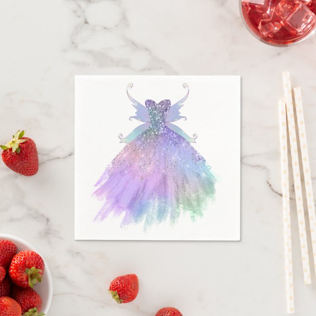 Serviette En Papier Fée Ethereal | Rainbow Ombre Pastel Sheen (En situation)