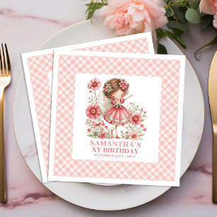 Serviette En Papier Fée Fille 1er Anniversaire Magique Rose Floral ser