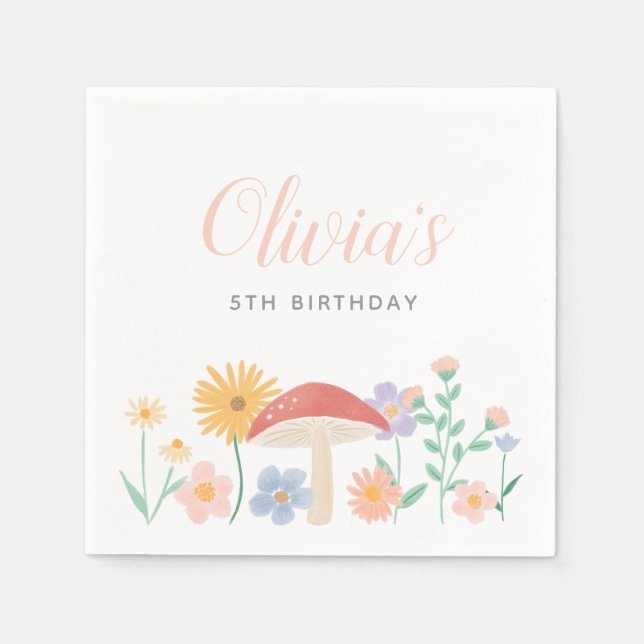 Serviette En Papier Fée Floral Fille fête d'anniversaire (Devant)