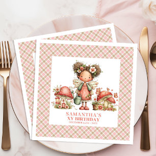 Serviette En Papier Fée Magique Fleurs Roses Jardin Fête d'Anniversair