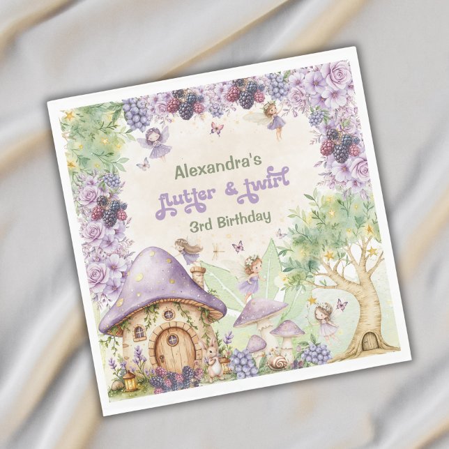 Serviette En Papier Fée Papillon de la Mûre 3e Anniversaire (Créateur téléchargé)