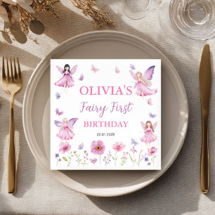 Serviette En Papier Fée Pastel Jardin Floral Papillon Anniversaire