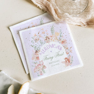 Serviette En Papier Fée Premier Anniversaire Jardin Enchanté Lilas