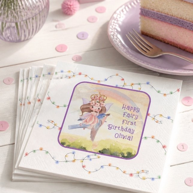 Serviette En Papier Fée Première Fête d'Anniversaire (Créateur téléchargé)
