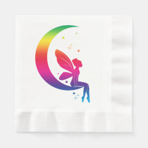 Serviette En Papier Fée s'asseyant sur l'anniversaire de lune