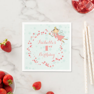 Serviette En Papier Fée Whimsical Princesse Fille 1er anniversaire fêt