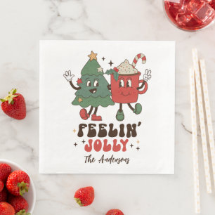 Serviette En Papier Feelin' Jolly Fêtes de Noël Funny Retro Nom