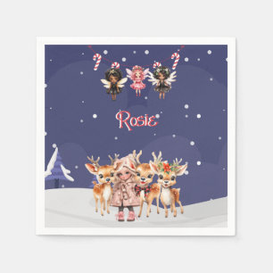 Serviette En Papier Fées de Sucre de canne de Noël pour filles de renn
