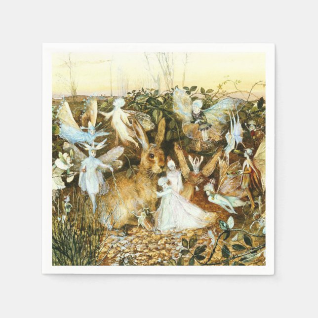 Serviette En Papier Fées et lapin (Devant)