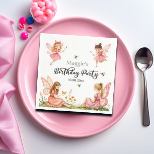 Serviette En Papier Fées roses de charme Fête d'anniversaire