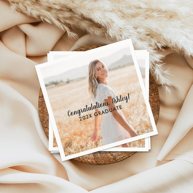 Serviette En Papier Félicitations 2025 Graduate Photo Graduation (Créateur téléchargé)