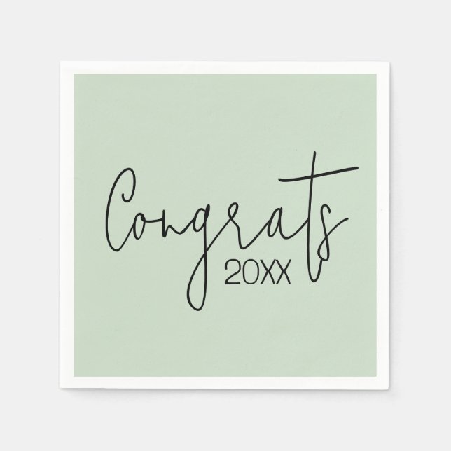 Serviette En Papier Félicitations À Sage Green (Devant)