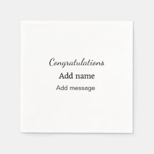 Serviette En Papier Félicitations ajouter un message de nom simple dip