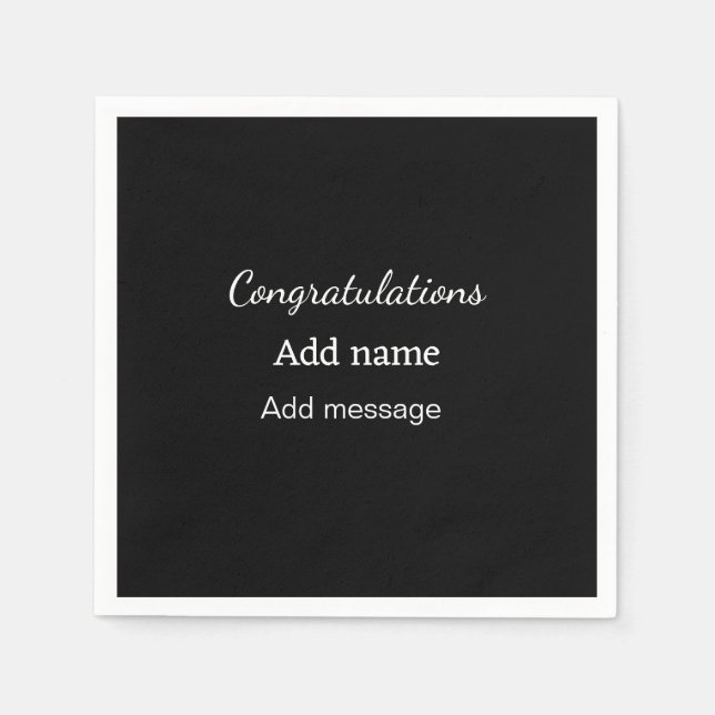 Serviette En Papier Félicitations ajouter un message de nom simple dip (Devant)
