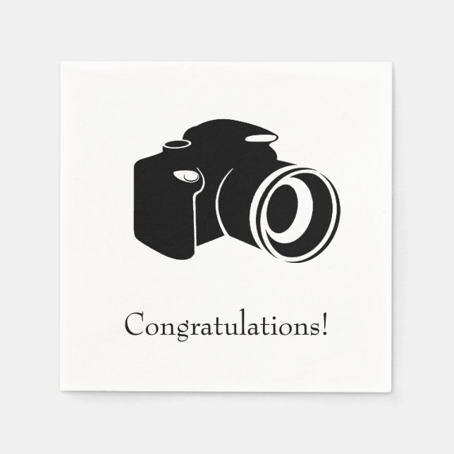 Serviette En Papier Félicitations aux caméras en noir et blanc (Devant)