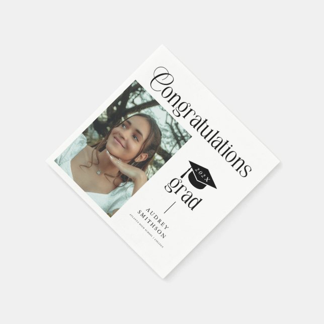 Serviette En Papier Félicitations Chic Moderne Photo de Diplômé Fête d (Coin)