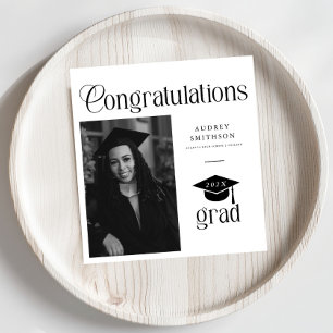Serviette En Papier Félicitations Chic Moderne Photo de Diplômé Fête d