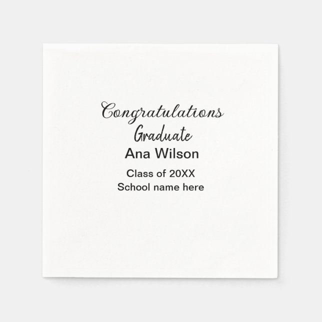 Serviette En Papier félicitations diplômé ajouter nom classe année sco (Devant)