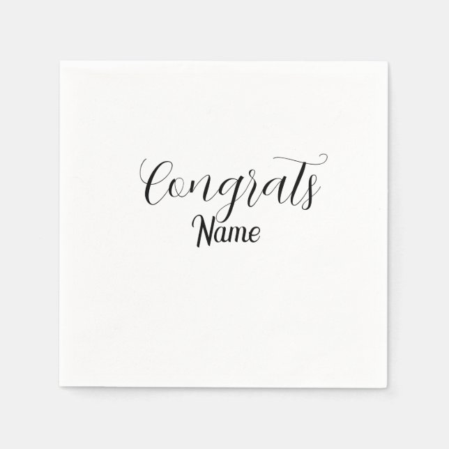 Serviette En Papier Félicitations diplômé nom simple minimal année pro (Devant)