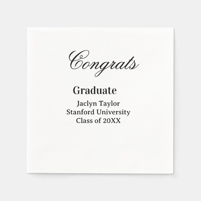 Serviette En Papier Félicitations diplôme nom université nom promotion (Devant)