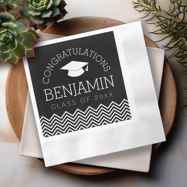 Serviette En Papier Félicitations Diplômé Remise des diplômes CAN EDIT (Custom Graduation Napkins - Personalize these for the Grad Party)