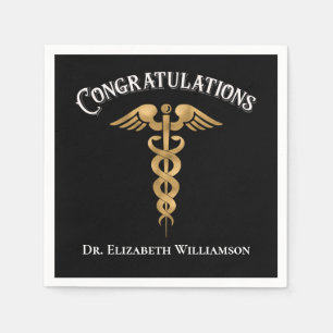 Serviette En Papier Félicitations Docteur Médecin Caduceus