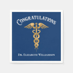 Serviette En Papier Félicitations Docteur Médecin Caduceus