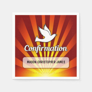 Serviette En Papier Félicitations Dove de confirmation avec Or et Re