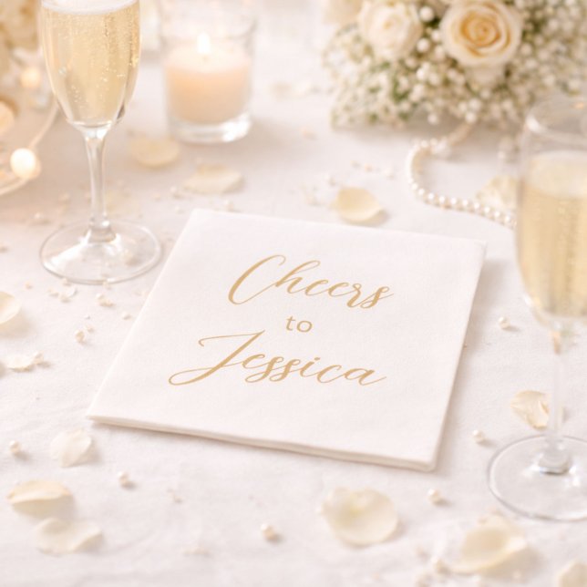 Serviette En Papier Félicitations Élégantes pour Anniversaire Script (Créateur téléchargé)