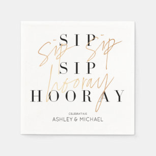 Serviette En Papier Félicitations en noir et blanc or pour la douche d