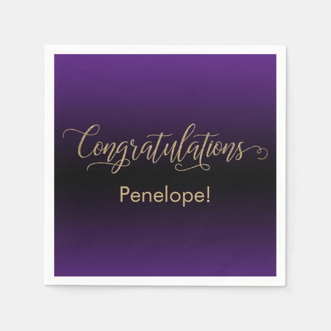 Serviette En Papier Félicitations Gold Parties scintillant Purple & Bl (Devant)