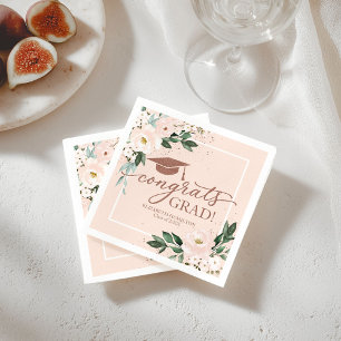 Serviette En Papier Félicitations Grad Rose Blush Floral Graduation Pa