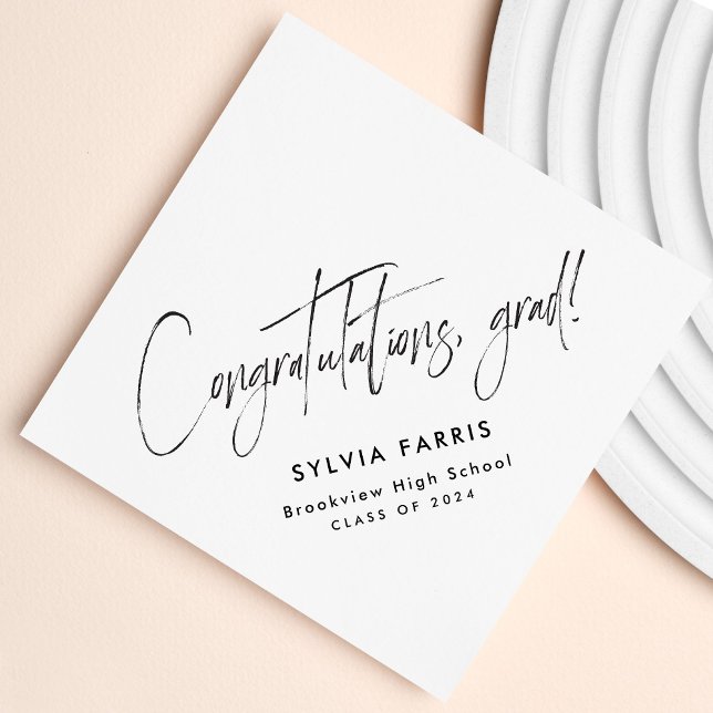 Serviette En Papier Félicitations grad simple diplôme noir (Créateur téléchargé)