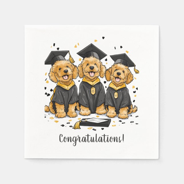 Serviette En Papier Félicitations Graduation Goldendoodle Dogs (Devant)