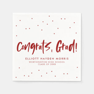 Serviette En Papier Félicitations grand écarlate de confetti rouge