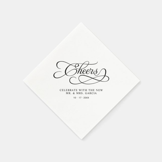 Serviette En Papier Félicitations Monsieur et Madame Mariage Calligrap (Coin)