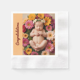 serviette en papier félicitations nouveau bébé pêc