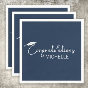 Serviette En Papier Félicitations pour la remise des diplômes Bleu mar