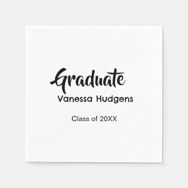 Serviette En Papier Félicitations pour le diplômé nom date année class (Devant)