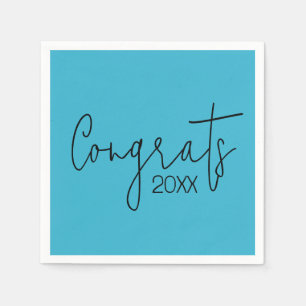 Serviette En Papier Félicitations Pour Les Diplômes Turquoises