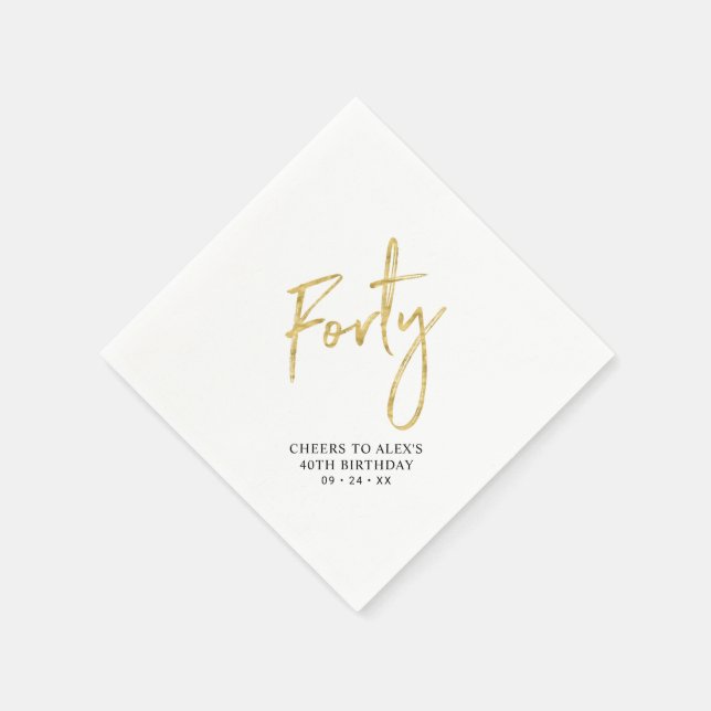 Serviette En Papier Félicitations Quarante | Moderne Adulte 40e Annive (Coin)