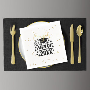 Serviette En Papier Félicitations Senior 20XX Faux Parties scintillant