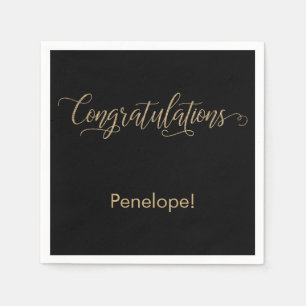 Serviette En Papier Félicitations Typographie de Parties scintillant d