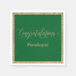 Serviette En Papier Félicitations Typographie Gold Parties scintillant
