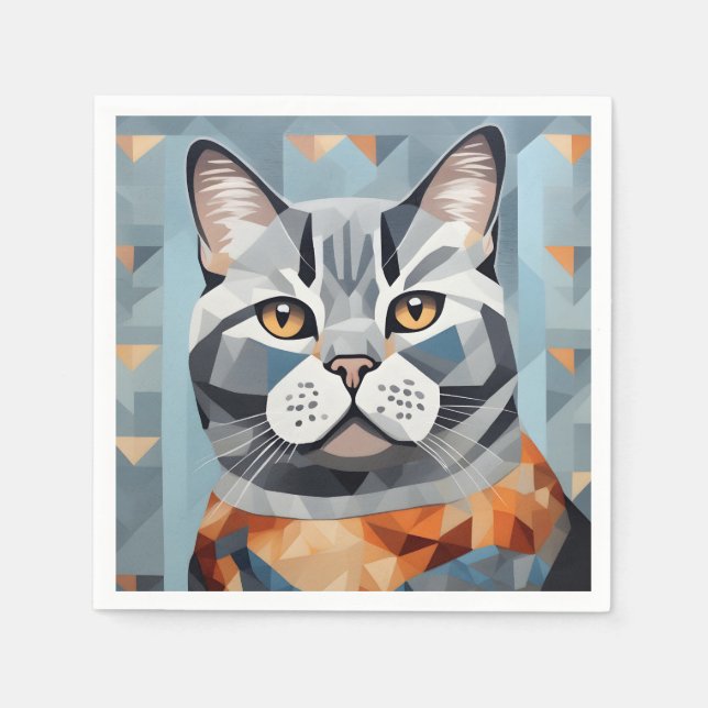 Serviette En Papier Feline Geometry British Shorthair (Devant)